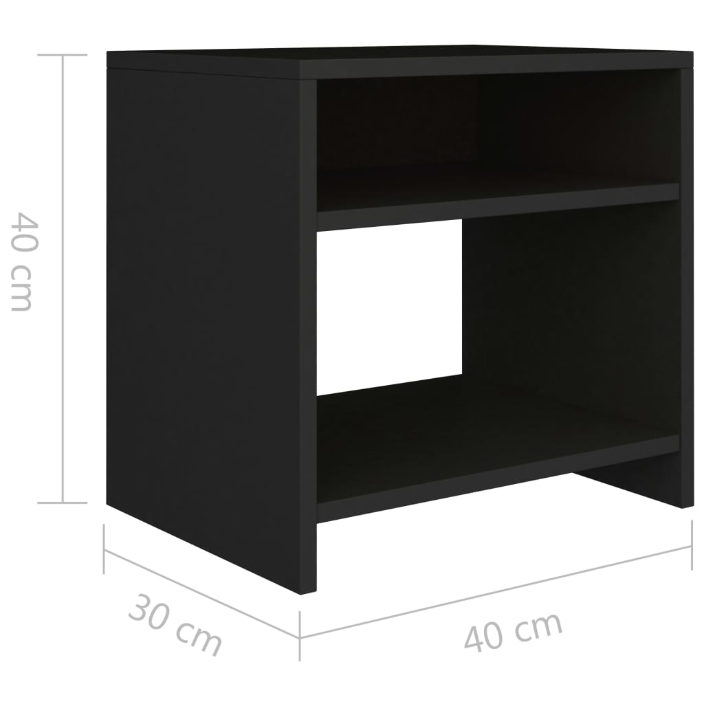 Tables de chevet 2 pcs Noir 40x30x40 cm Bois d'ingénierie