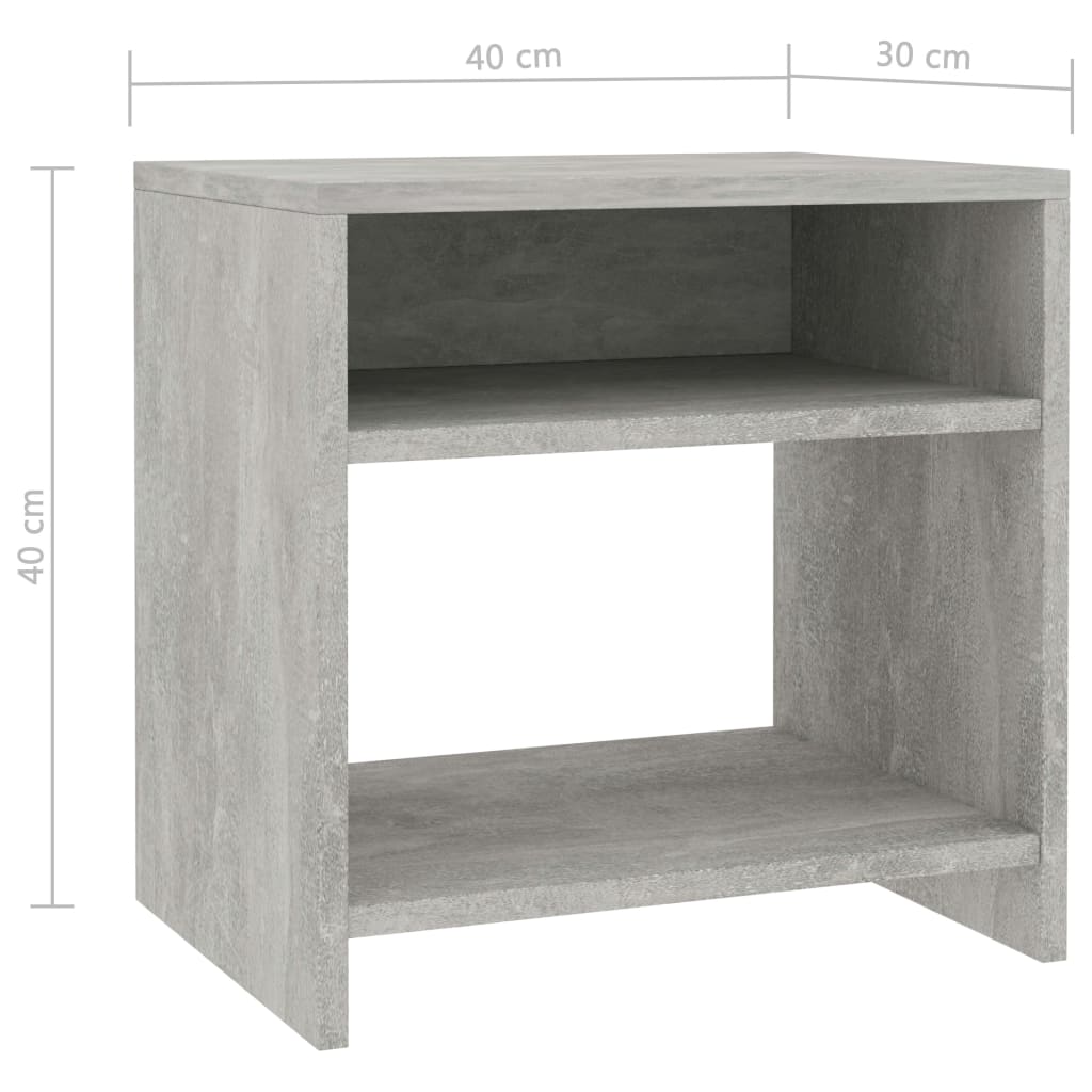 Table de chevet Gris béton 40x30x40 cm Bois d'ingénierie