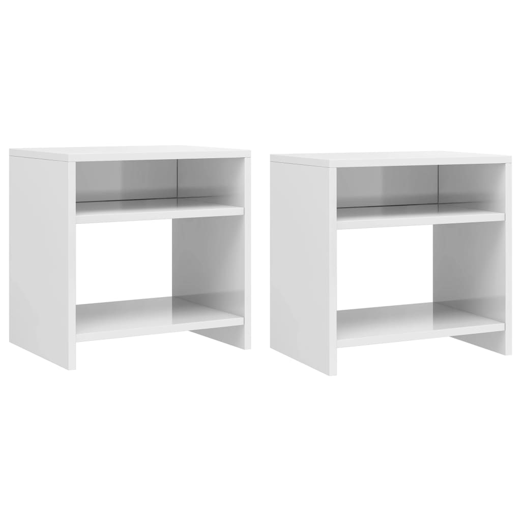 Tables de chevet 2pcs Blanc brillant 40x30x40cm bois ingénierie