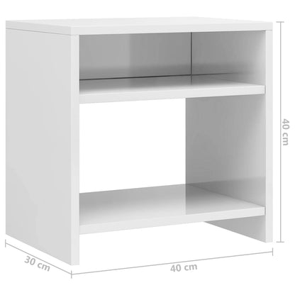 Tables de chevet 2pcs Blanc brillant 40x30x40cm bois ingénierie