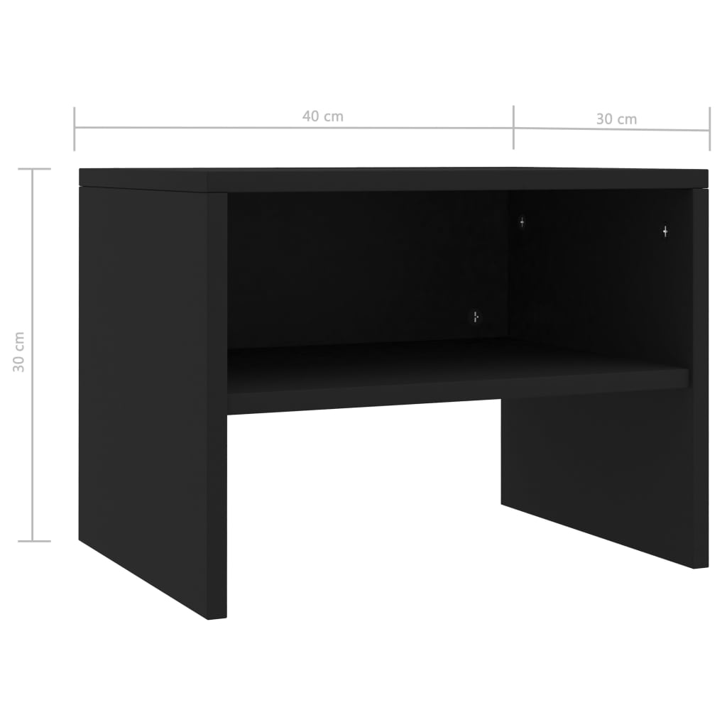 Tables de chevet 2 pcs Noir 40x30x30 cm Bois d'ingénierie