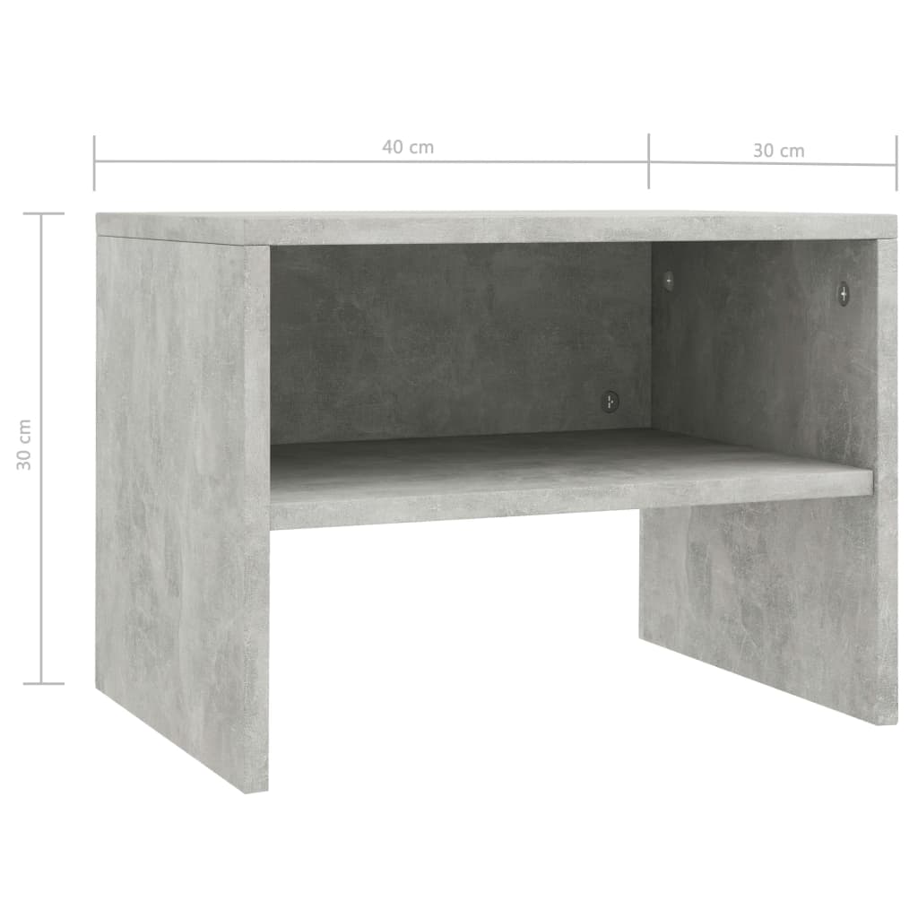 Tables de chevet 2 pcs Gris béton 40x30x30 cm Bois ingénierie