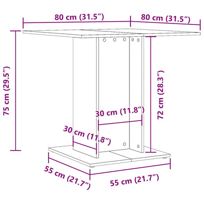 Table à manger Gris béton 80x80x75 cm bois d'ingénierie