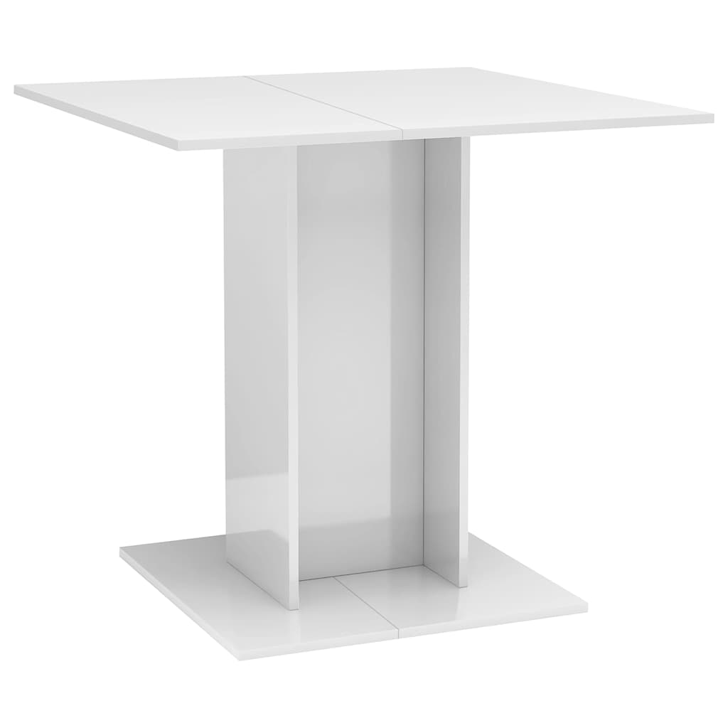 Table à manger blanc brillant 80x80x75 cm bois d'ingénierie