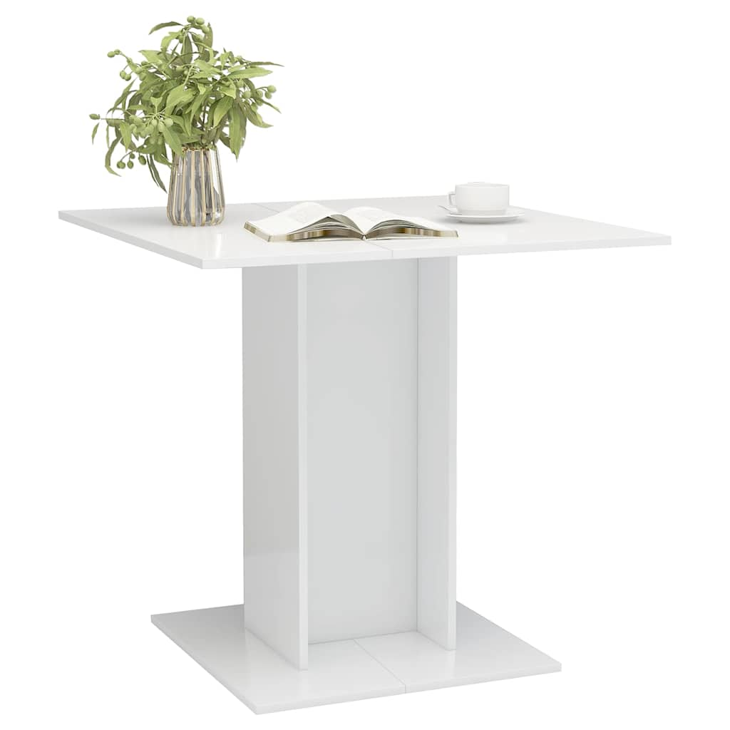 Table à manger blanc brillant 80x80x75 cm bois d'ingénierie