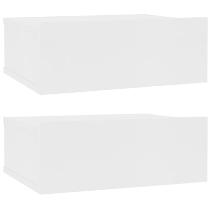 Tables de chevet flottantes 2 pcs Blanc bois d’ingénierie