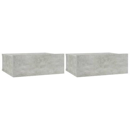 Tables de chevet flottantes 2 pcs Gris béton Bois d'ingénierie