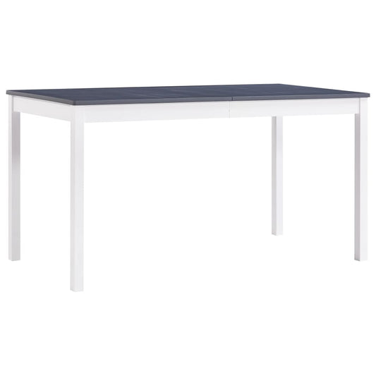 Table à manger Blanc et gris 140x70x73 cm Bois de pin