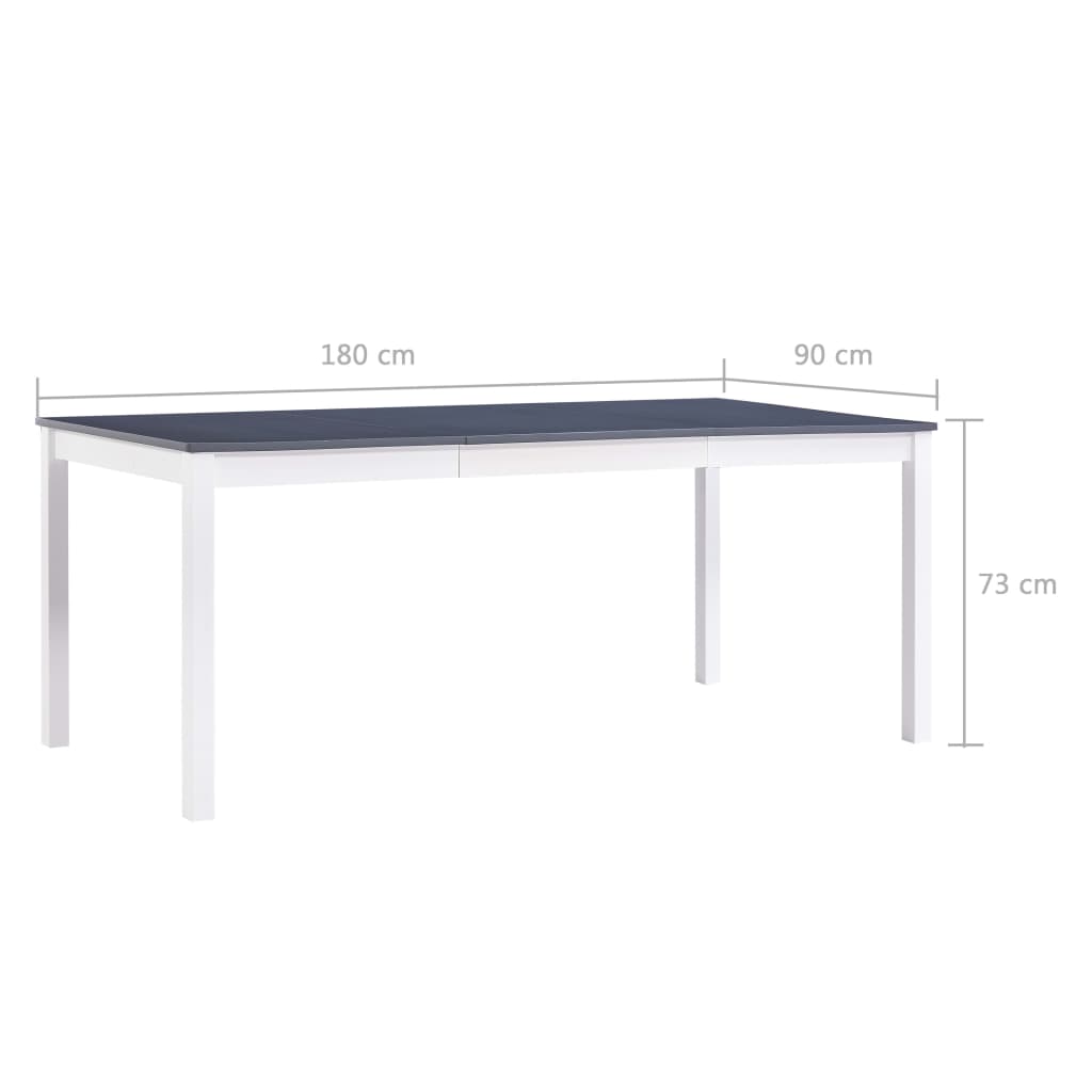 Table à manger Blanc et gris 180x90x73 cm Bois de pin