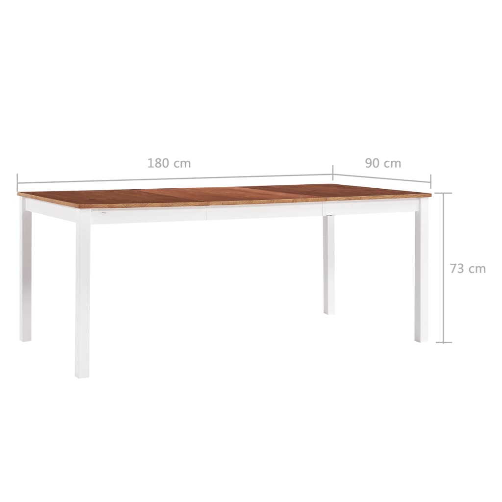 Table à manger Blanc et marron 180x90x73 cm Bois de pin