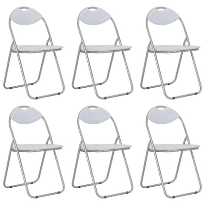 Chaises pliantes à manger lot de 6 blanc similicuir