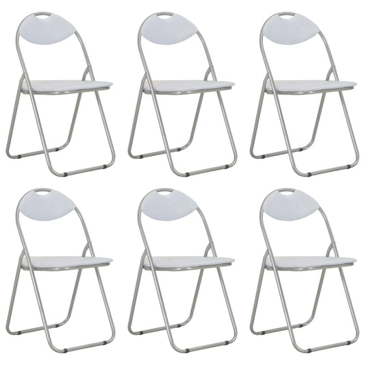 Chaises pliantes à manger lot de 6 blanc similicuir