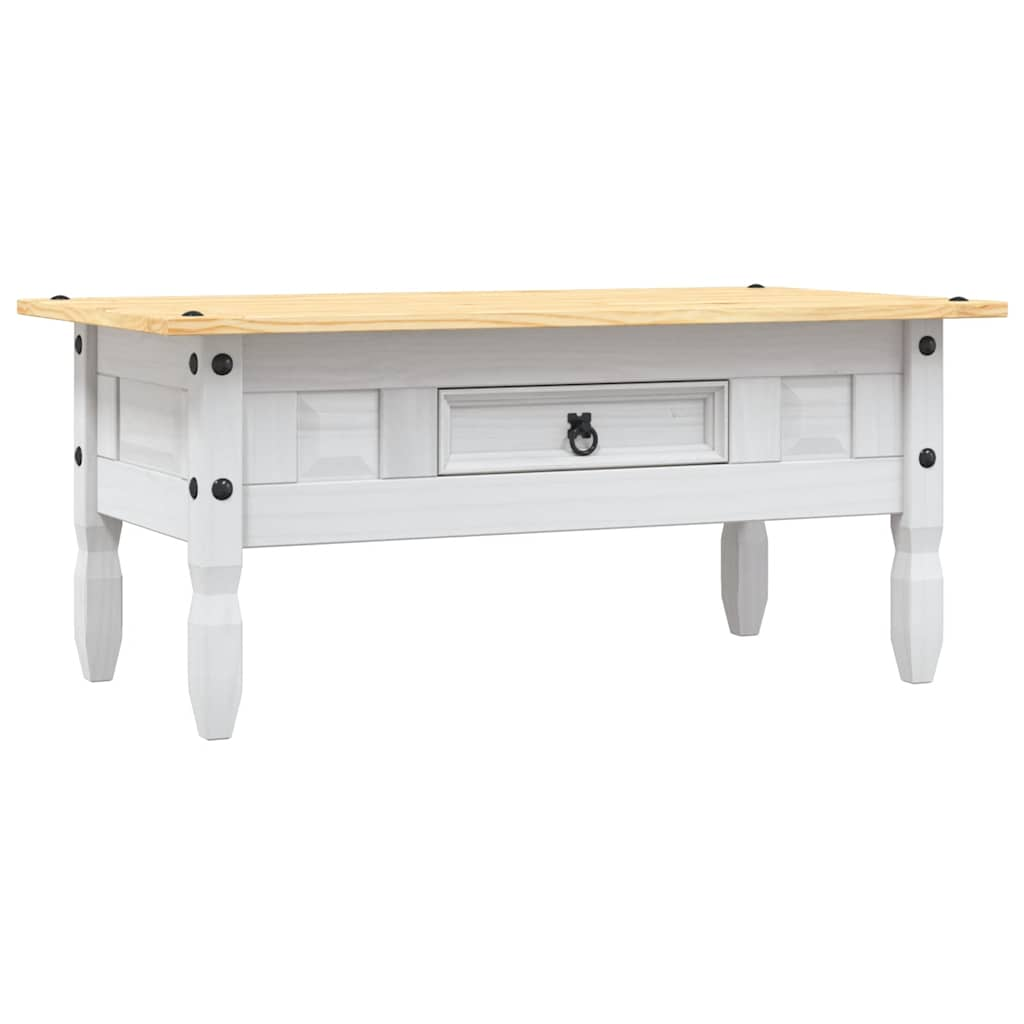 Table basse Pin mexicain Gamme Corona Blanc 100x55x44 cm