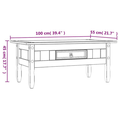 Table basse Pin mexicain Gamme Corona Blanc 100x55x44 cm