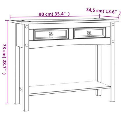 Table console Gamme Corona Pin mexicain Blanc 90x34,5x73 cm