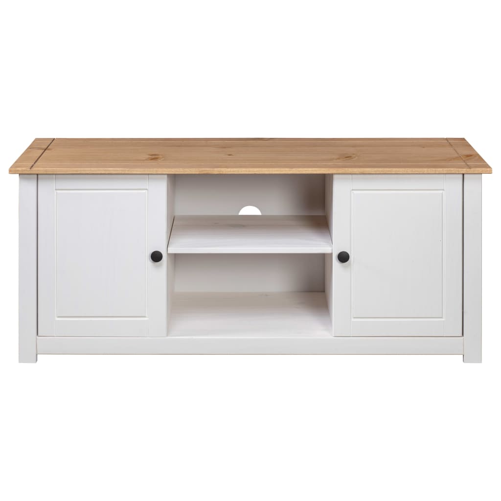 Meuble TV Blanc 120x40x50 cm Bois de pin massif Gamme Panama