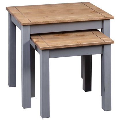 Tables gigognes 2pcs Gris Bois de pin massif Assortiment Panama