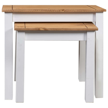 Tables gigognes 2pcs Blanc Bois pin massif Assortiment Panama