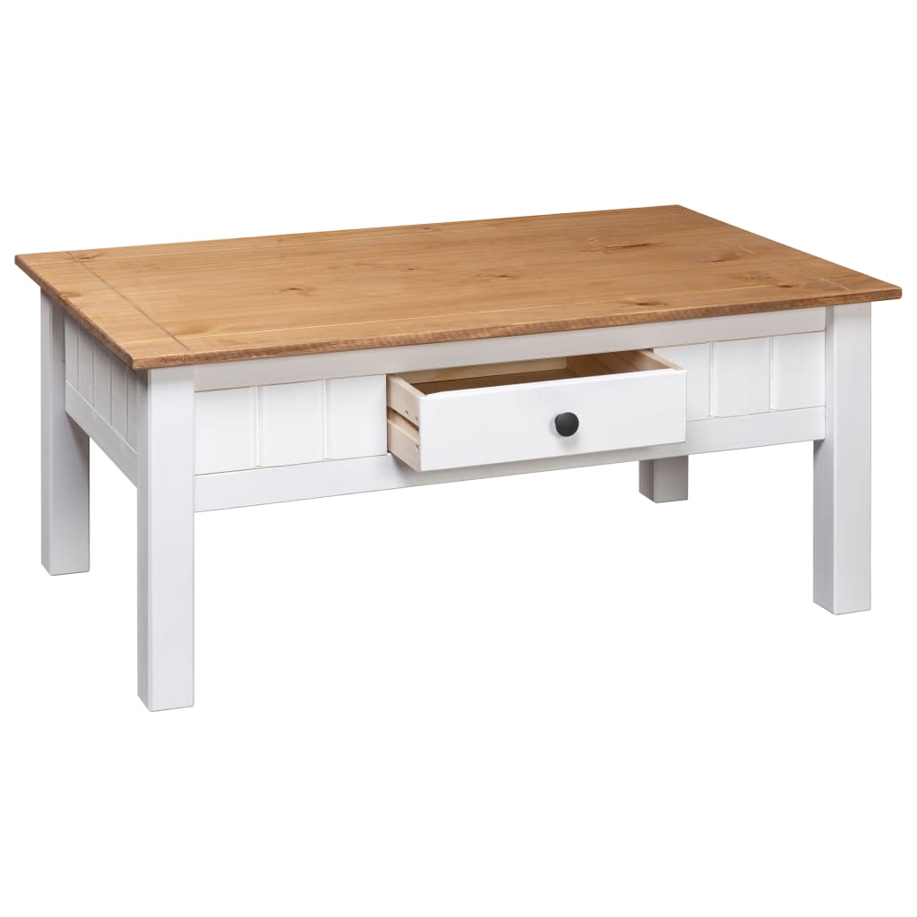 Table basse Blanc 100x60x45 cm Pin massif Assortiment Panama