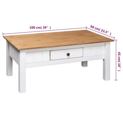 Table basse Blanc 100x60x45 cm Pin massif Assortiment Panama