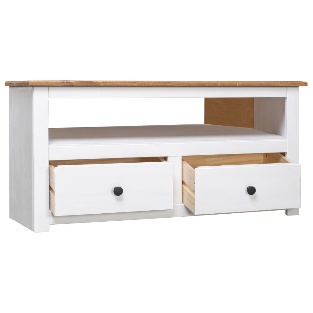 Meuble TV d'angle Blanc 93x49x49 cm Pin Assortiment Panama