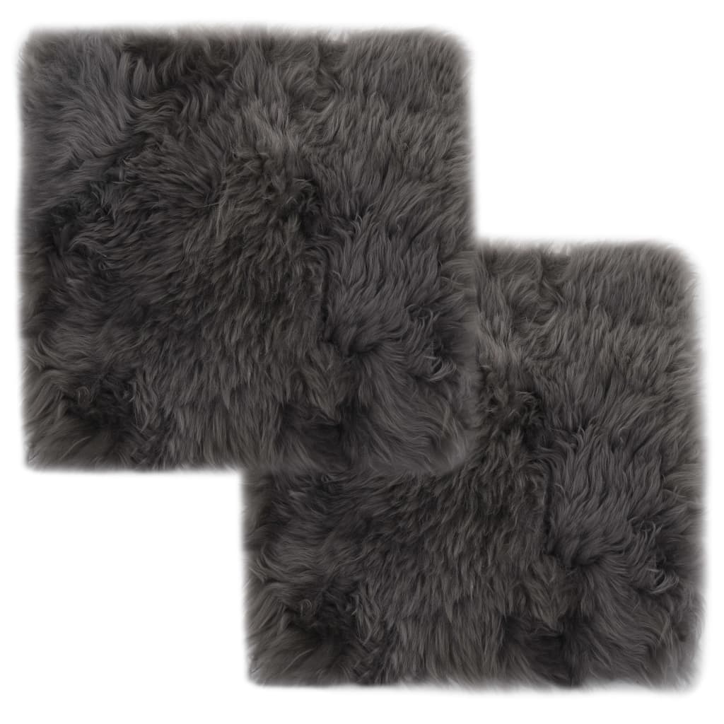 Coussins de chaise lot de 2 Gris clair 40x40cm Mouton véritable