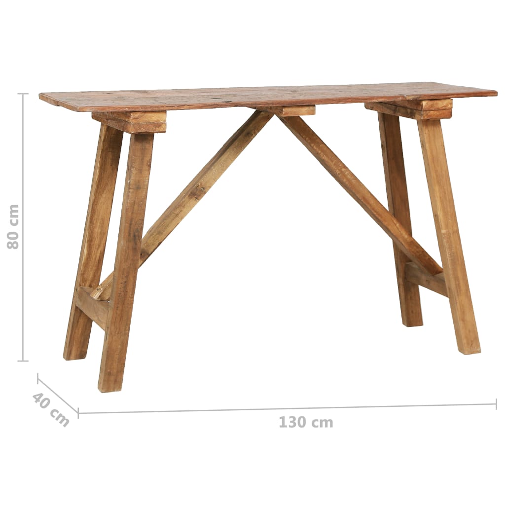 Table console 130x40x80 cm bois de récupération mélangé