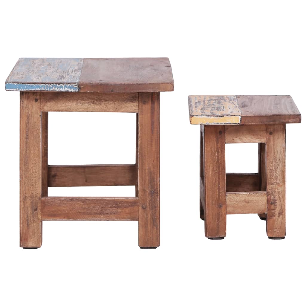 Tables gigognes 2 pcs bois d'acajou massif