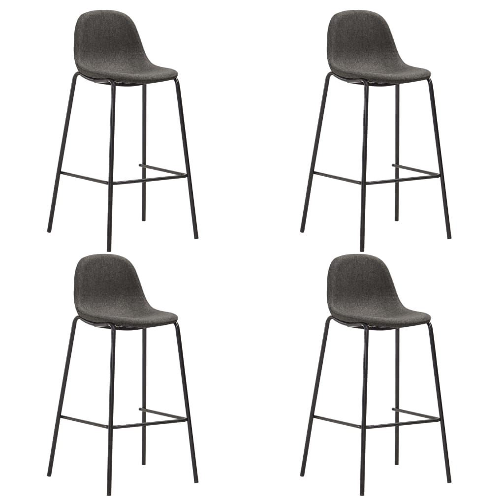 Chaises de bar lot de 4 gris foncé tissu