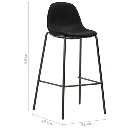 Chaises de bar lot de 4 noir tissu