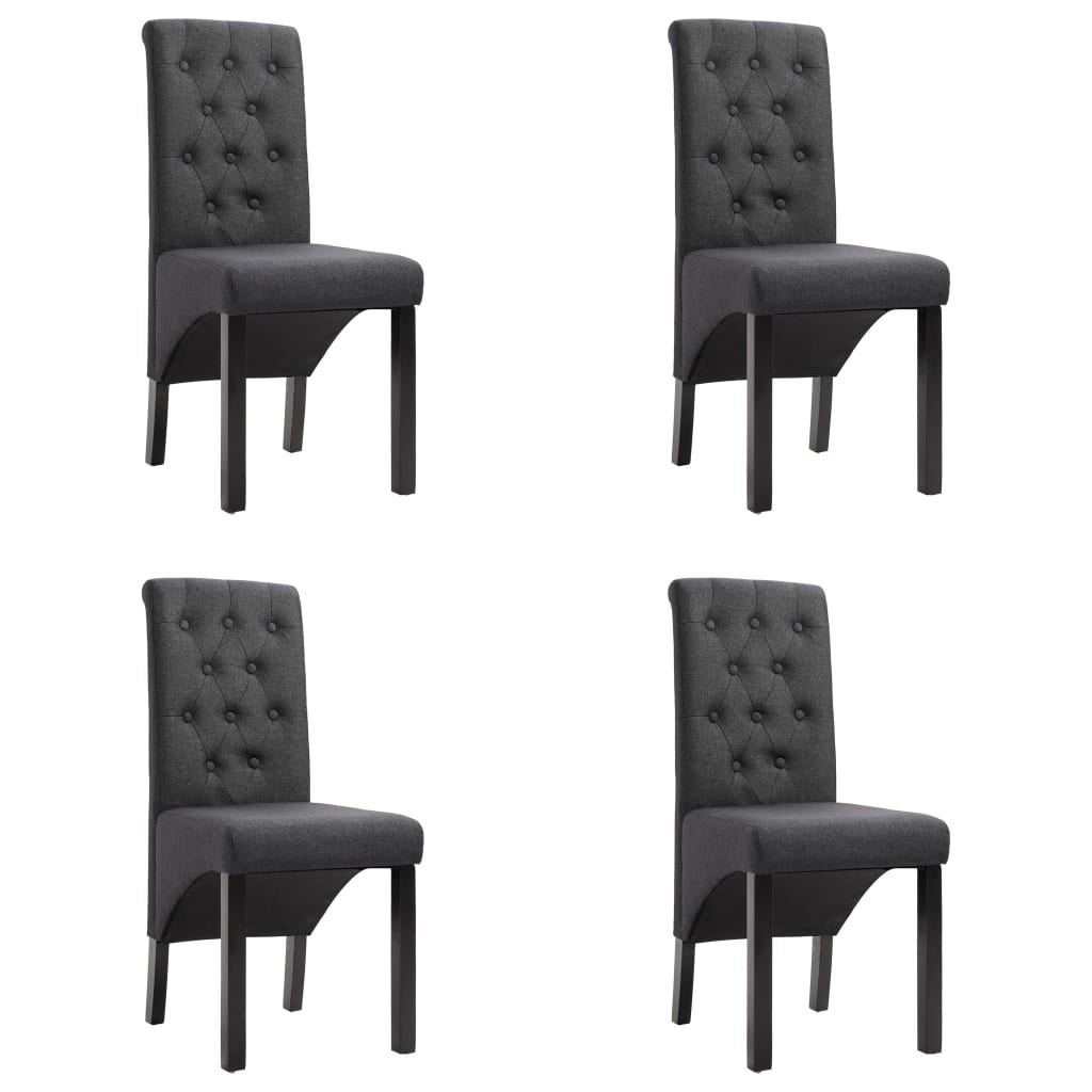 Chaises à manger lot de 4 gris foncé tissu