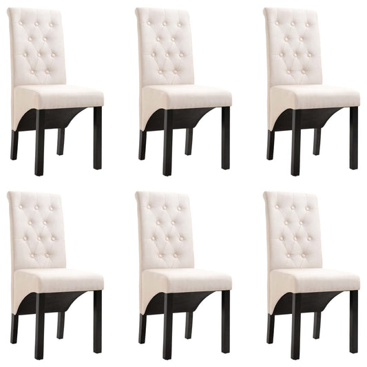 Chaises à manger lot de 6 crème tissu