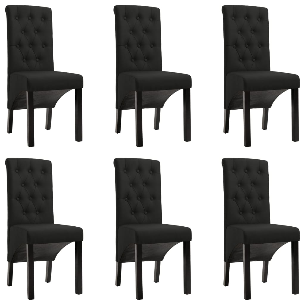 Chaises à manger lot de 6 noir tissu