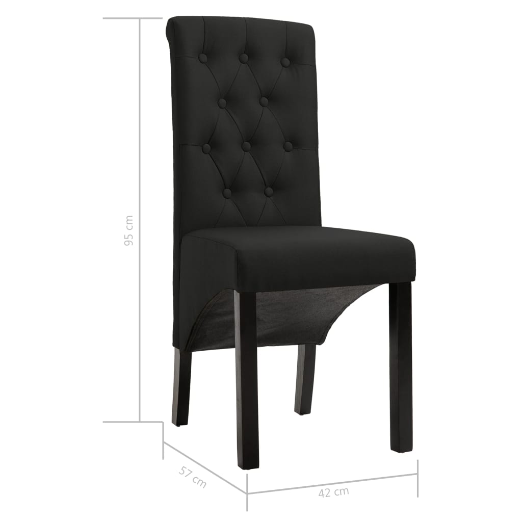 Chaises à manger lot de 6 noir tissu