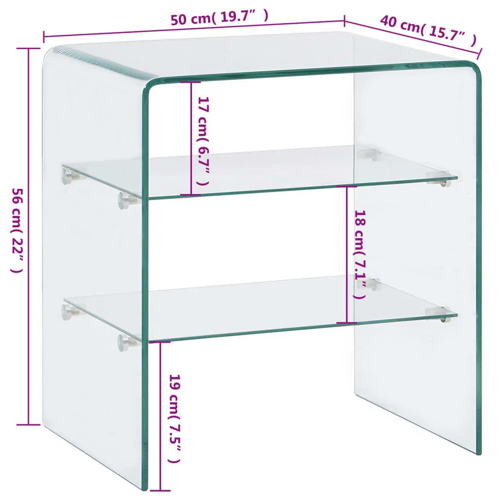 Table basse 50x40x56 cm Verre trempé