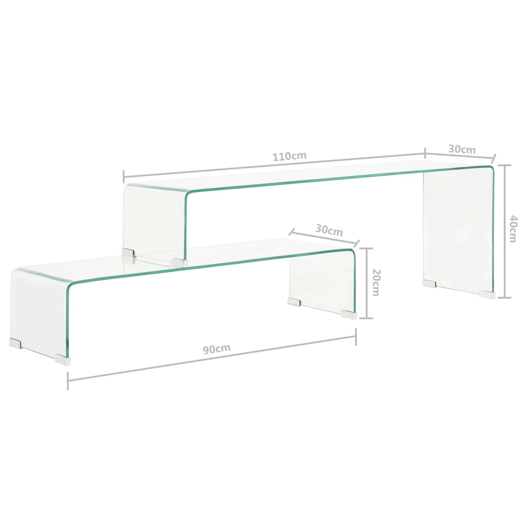 Ensemble de table basse 2 pcs 90x30x20/110x30x40cm Verre trempé