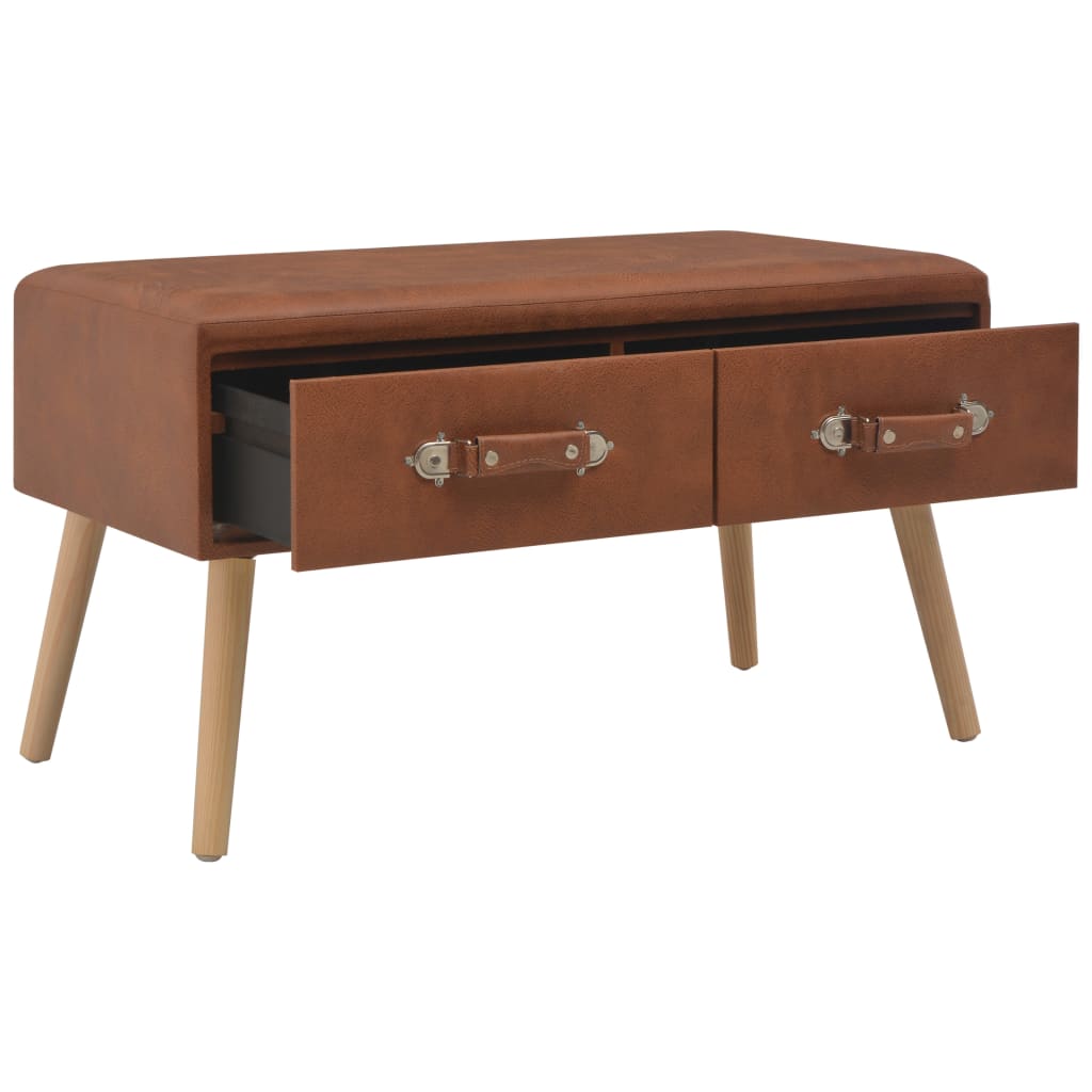 Banc avec tiroirs 80 cm Marron Similicuir