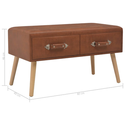 Banc avec tiroirs 80 cm Marron Similicuir