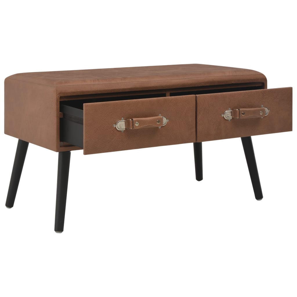 Banc avec tiroirs 80 cm Marron foncé Similicuir