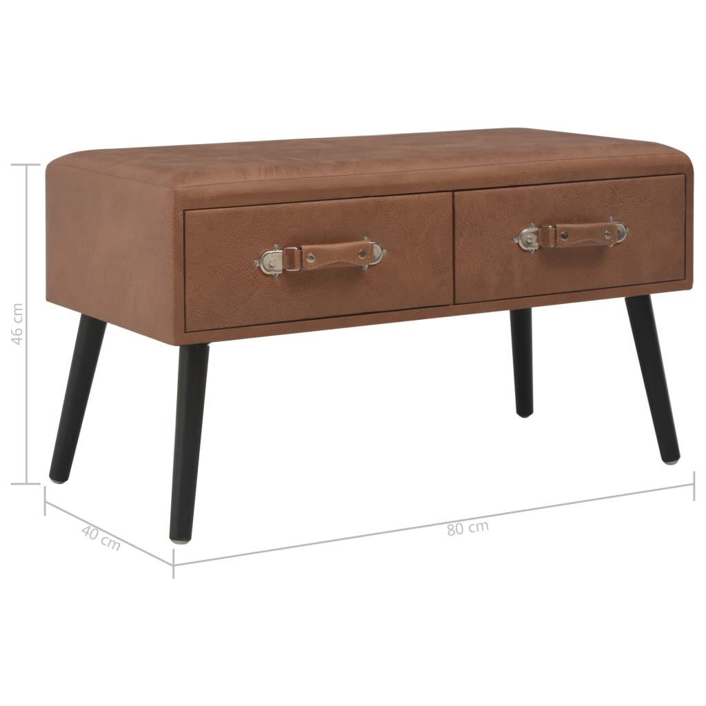 Banc avec tiroirs 80 cm Marron foncé Similicuir