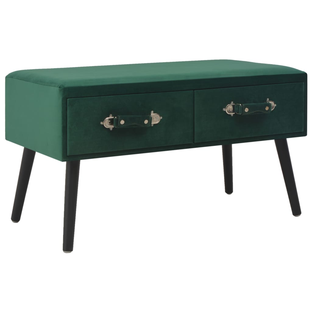 Banc avec tiroirs 80 cm Vert Velours