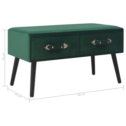 Banc avec tiroirs 80 cm Vert Velours