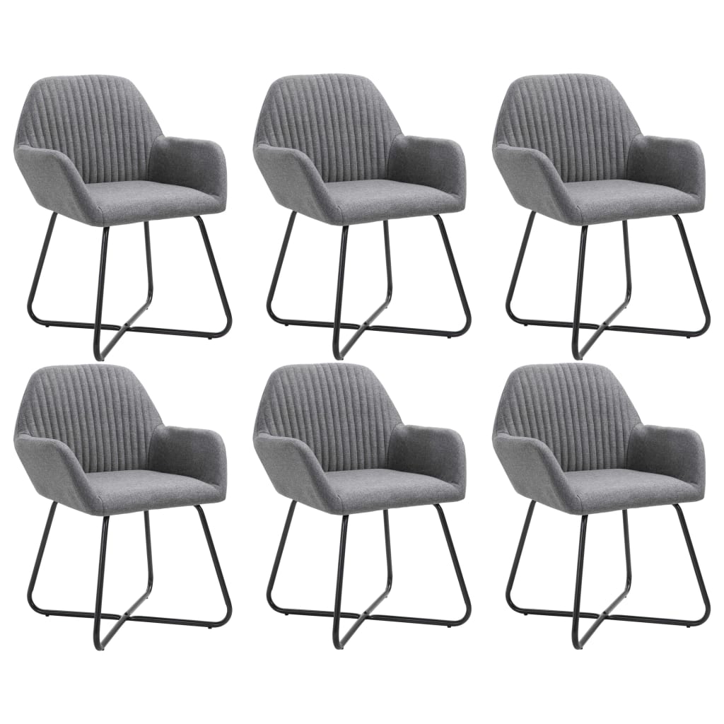 Chaises à manger lot de 6 gris foncé tissu