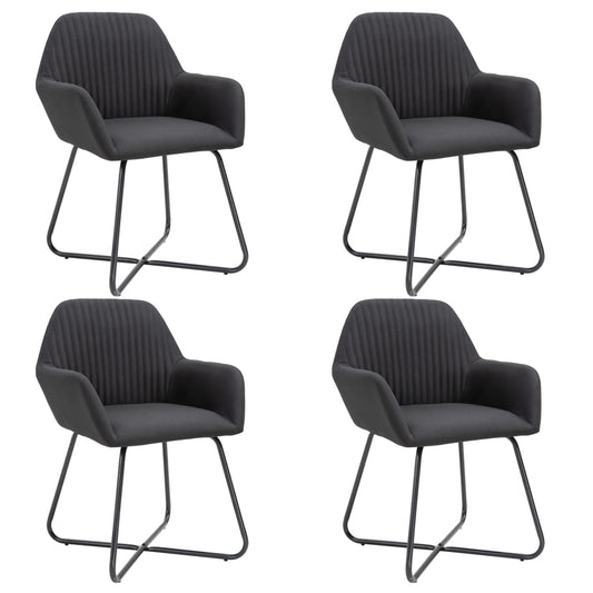 Chaises à manger lot de 4 noir tissu