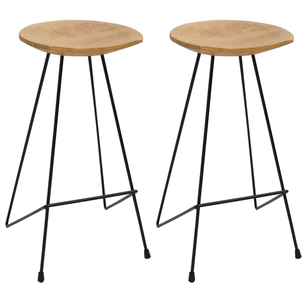 Tabourets de bar lot de 2 bois de teck massif