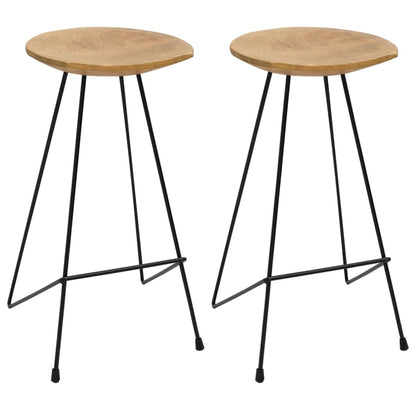 Tabourets de bar lot de 2 bois de teck massif