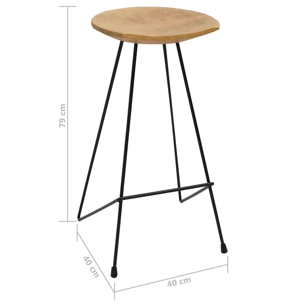 Tabourets de bar lot de 2 bois de teck massif