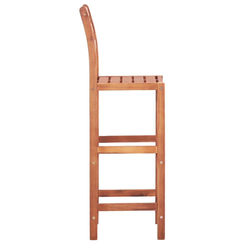 Chaises de bar lot de 2 bois d'acacia solide