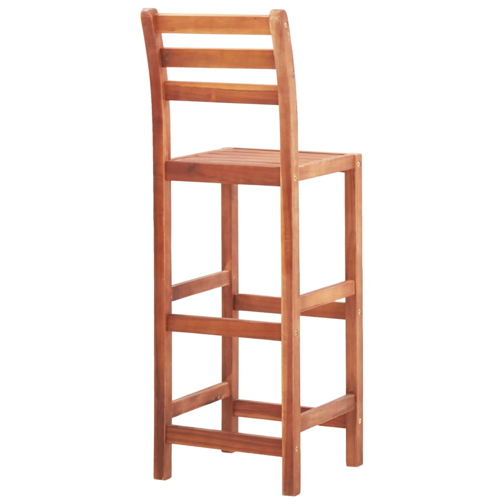 Chaises de bar lot de 2 bois d'acacia solide