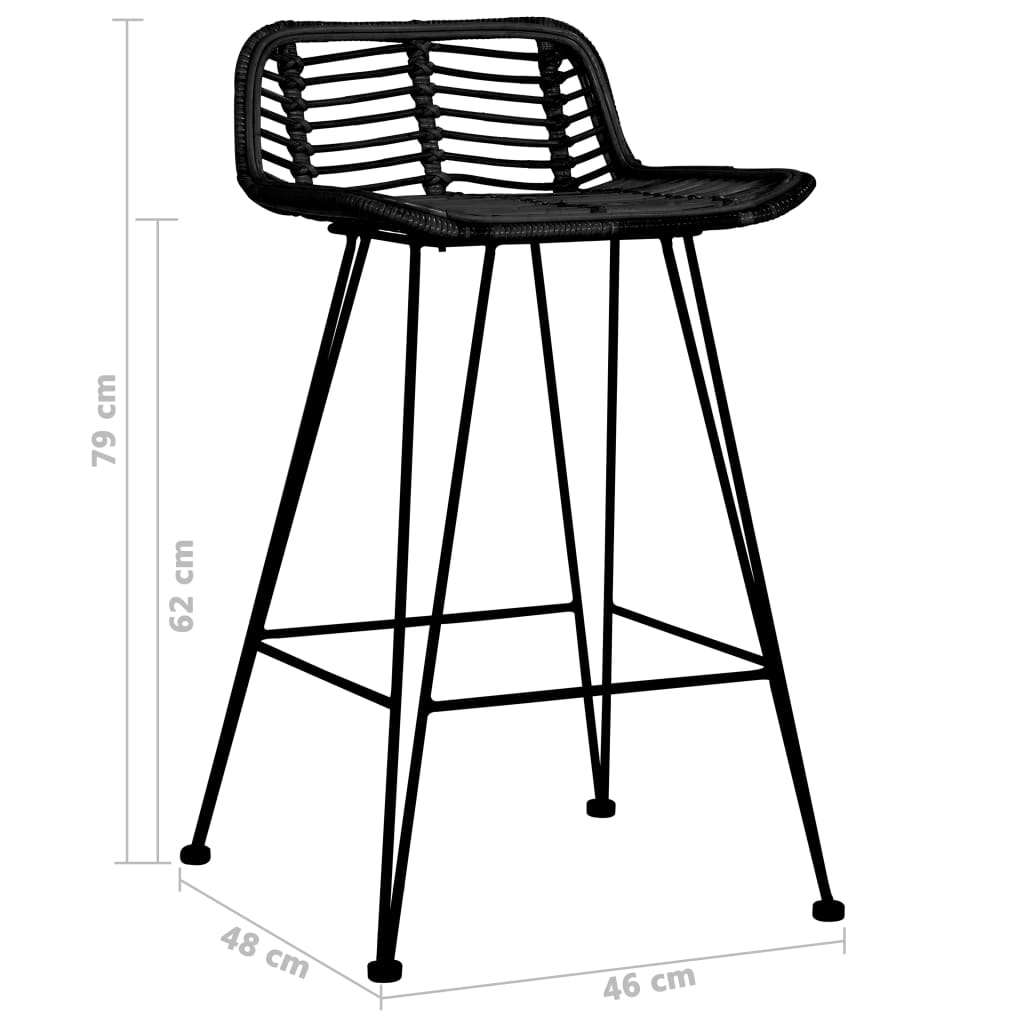 Chaises de bar lot de 2 noir Rotin